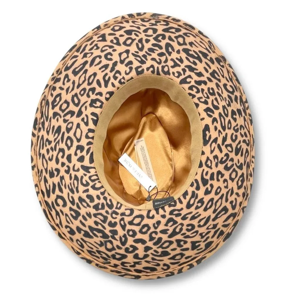 NWT Olive & Pique Leopard Print Wool Wide Brim Fedora Hat  display picture 2